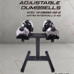 Adjustable Dumbbell 2-32 Kg Rack Set Qantel Dəsti