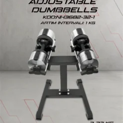 Adjustable Dumbbell 3-32 Kg Rack Set Qantel Dəsti