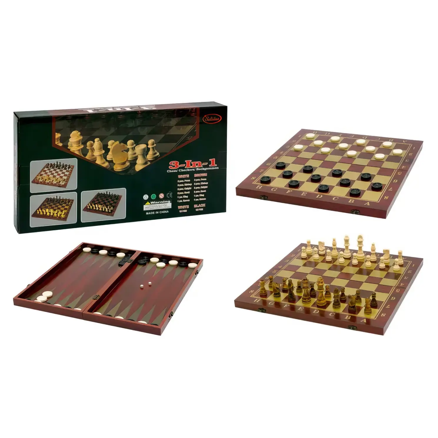 3 in 1 Chess Set Şahmat Nərd Şaşki Dəsti 50 Sm
