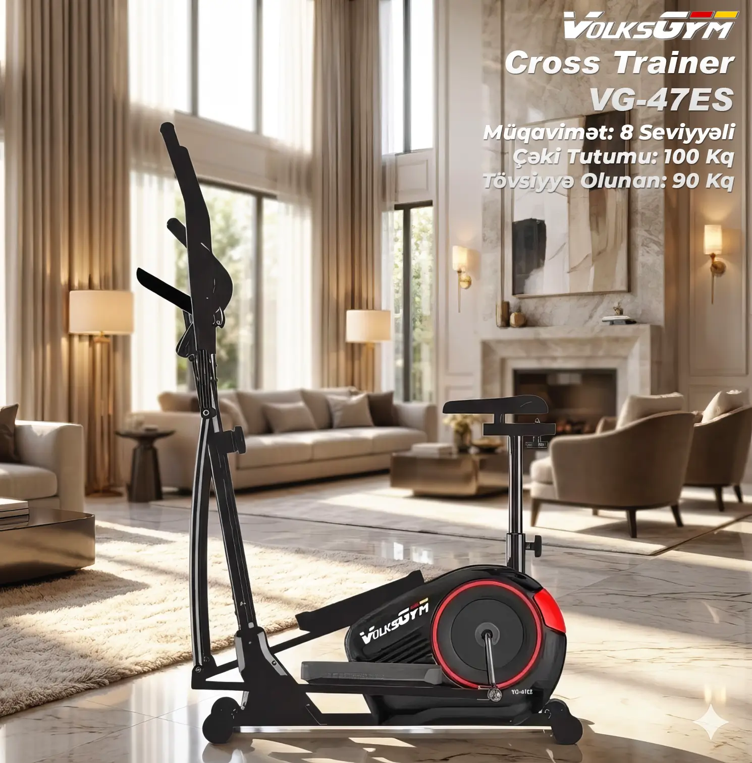 Volksgym VG-47ES Magnetic Elliptical Cross Trainer Velo Xizək