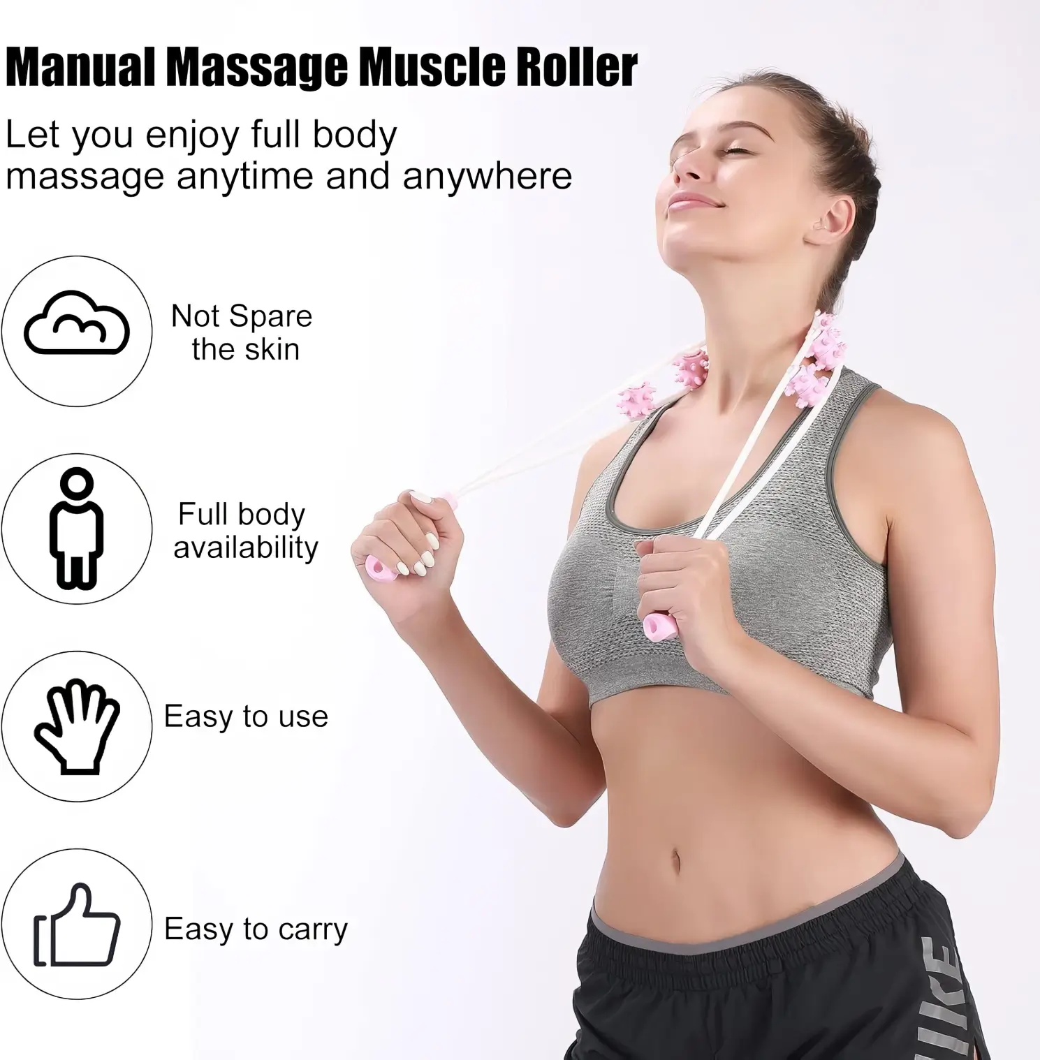 Pull Back Strip Massager Manual Back Massage Roller Masaj Aləti