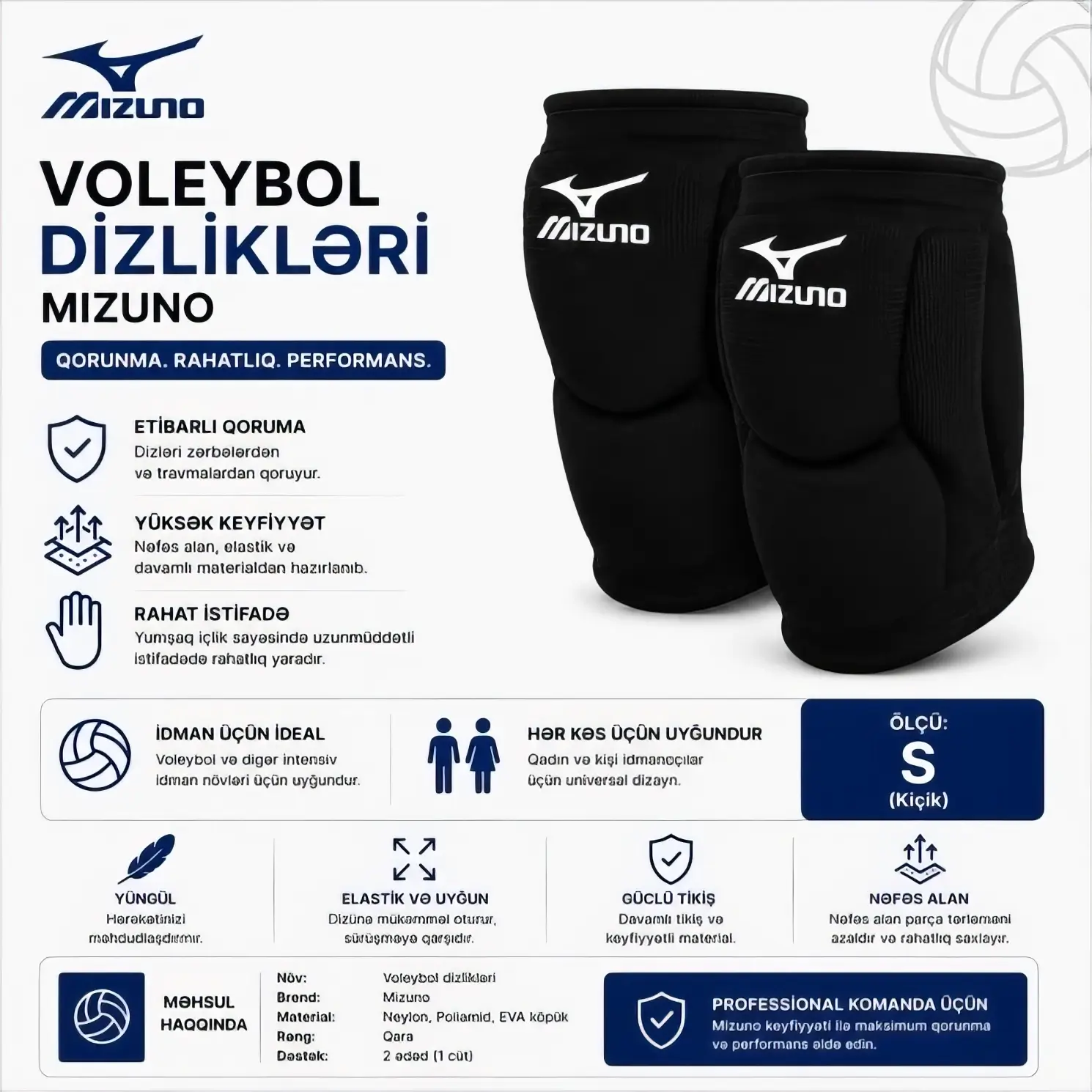 Mizuno Gel Conform Kneepads Dizlik (Atletik Fəaliyyət Üçün) - Image 3