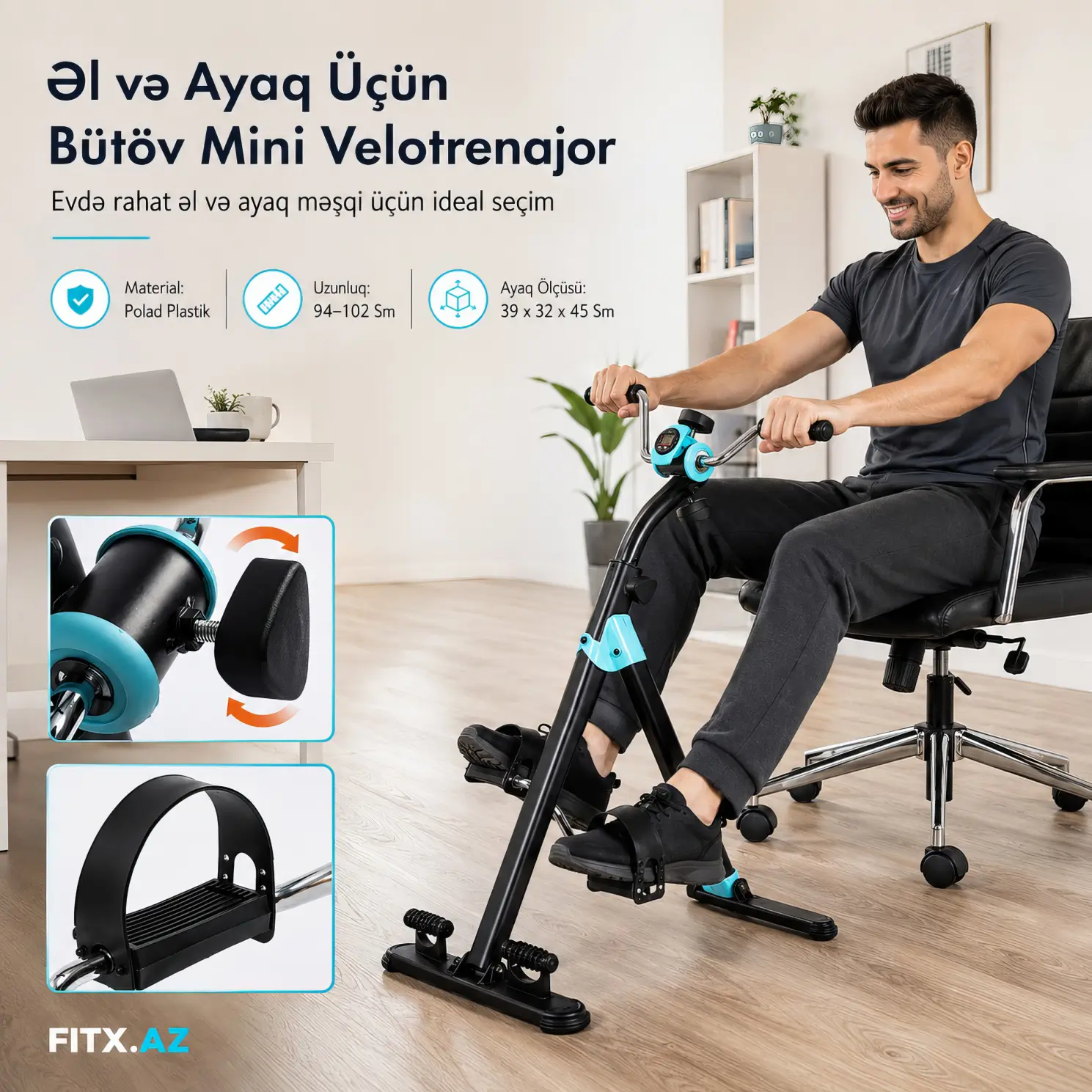 Pedal Exerciser Adjustable Fit Arm Leg Exercise Peddler Mini Velotrenajor Əl və Ayaq Üçün Bütöv Mini Velotrenajor