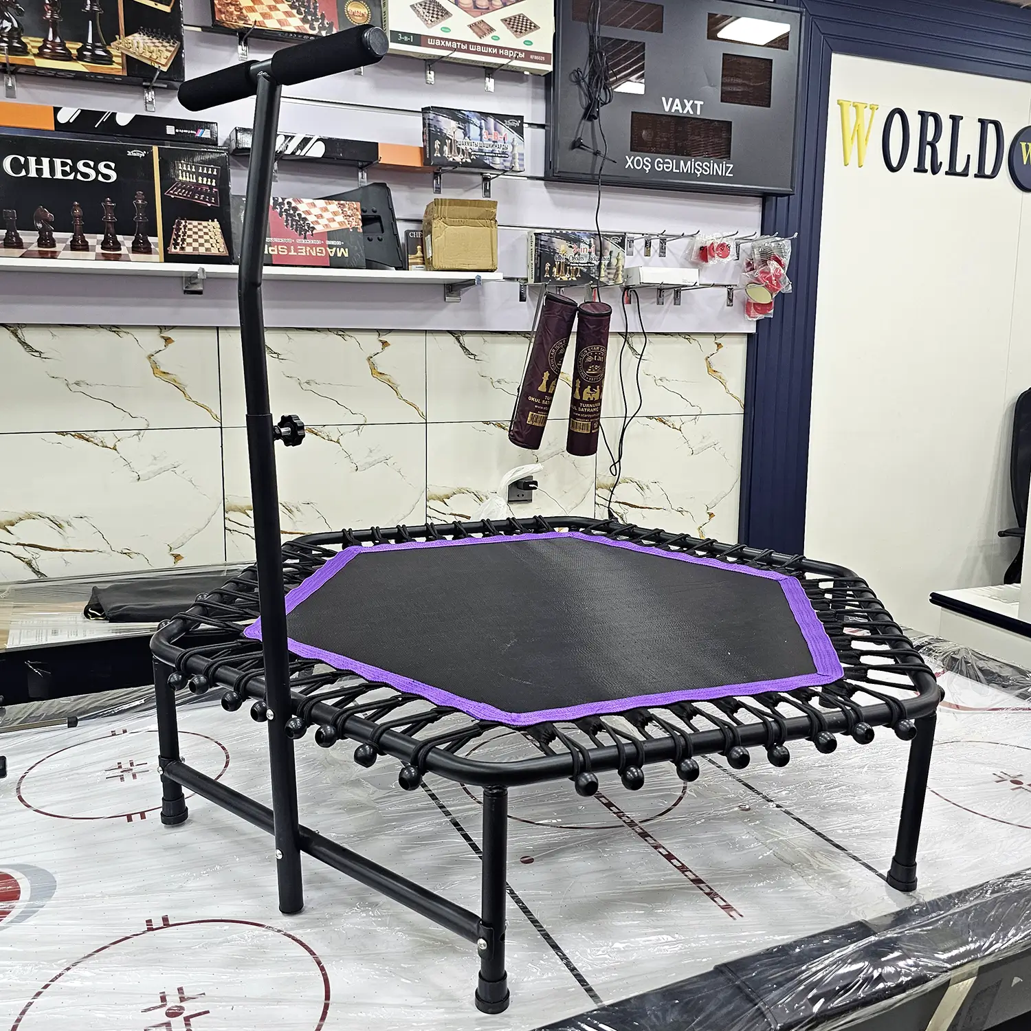 Fitness Trampoline with Adjustable Handle Exercise Bouncer - Image 5