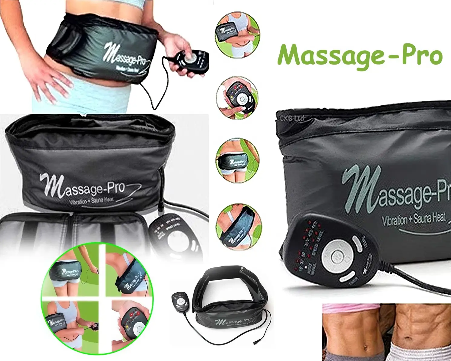 Massage Pro Slimming Belt With 5 Speed Vibration & Sauna Heat Weight Loss Body Wrap