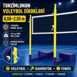 Adjustable Portable Badminton Rack Badminton Tennis Volleyball Tənzimlənən Hündürlüklü Voleybol Dirəkləri