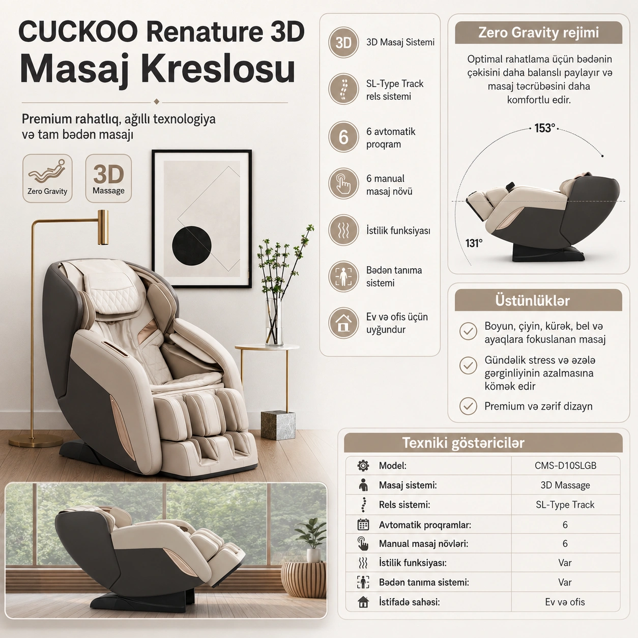 CUCKOO Renature 3D Massage Chair Masaj Kreslosu