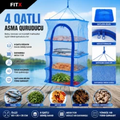 Foldable 4 Layers Drying Net Hanging 4 Mərtəbəli Qatlana Bilən Asma Qurutma Toru