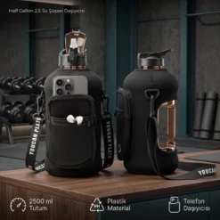 Half Gallon 2.5 Water Bottle Carrier With Strap and Cellphone Holder Water Bottle Sleeve Cover Su Qabı