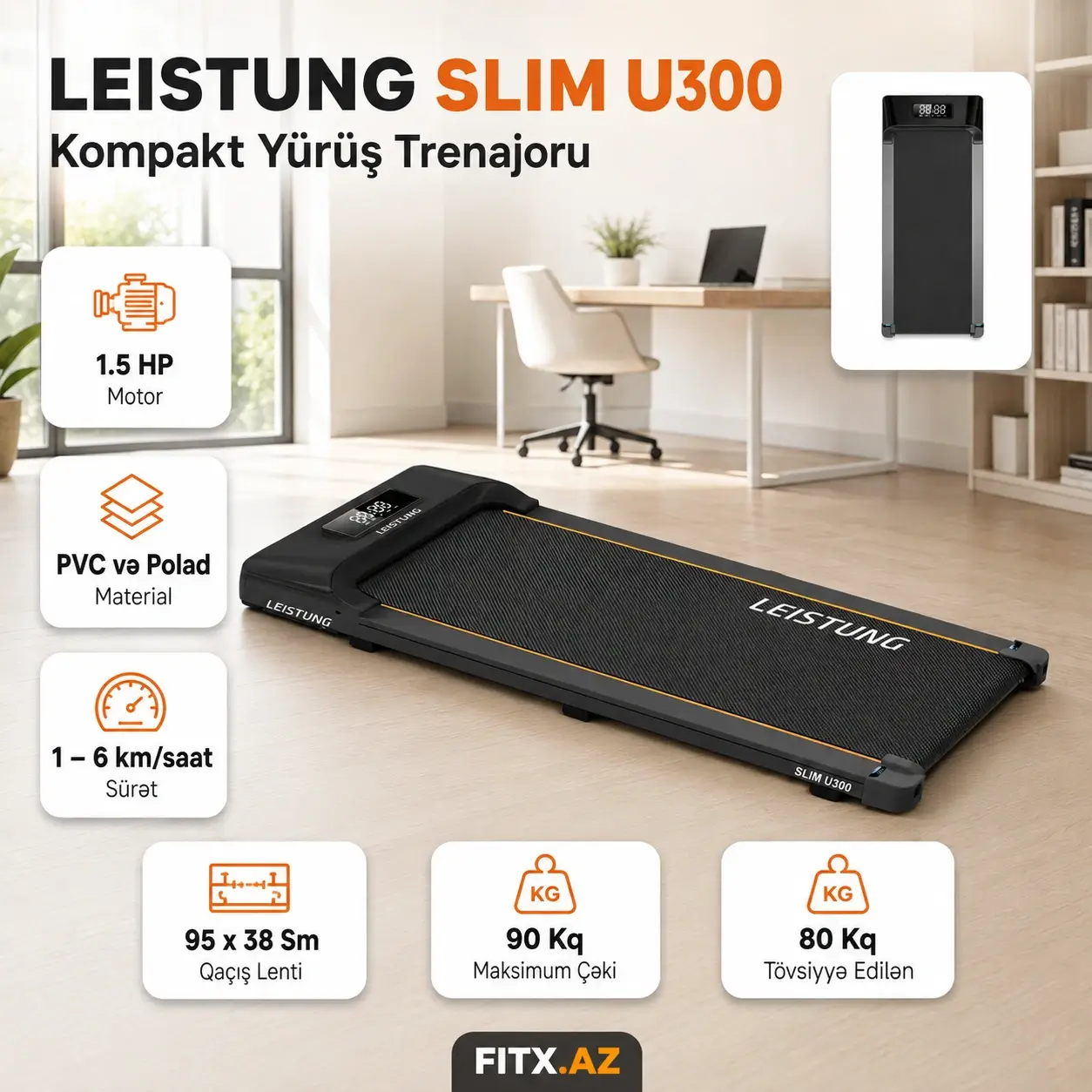 LEISTUNG SLIM U300 Treadmill Qaçış Trenajoru (Беговой)