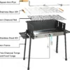 Large Charcoal BBQ Grill With Offset Smoker - Portable and Adjustable - Image 2