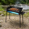 Large Charcoal BBQ Grill With Offset Smoker - Portable and Adjustable
