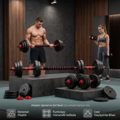 Portativ Qantel və Qrif Dəsti (Dumbbells Barbell Set)