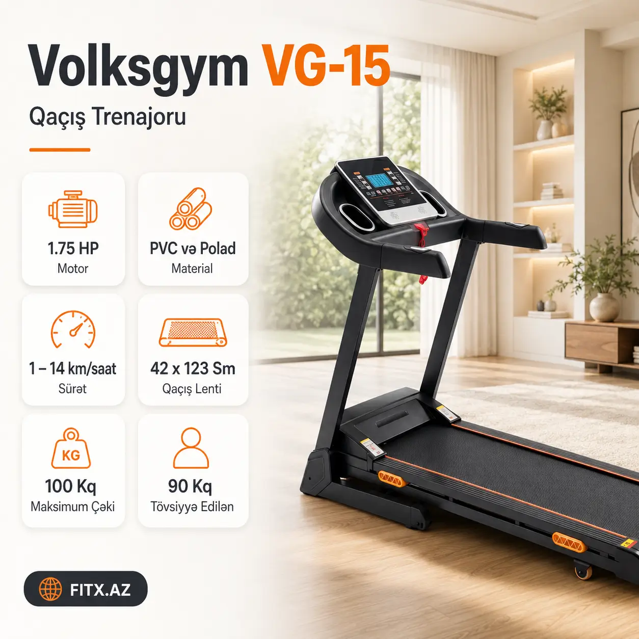 Volksgym VG-15 Treadmill Qaçış Trenajoru (Беговой)