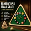 Wooden Billiard Pool Ball Clock 14 Inch Triangle