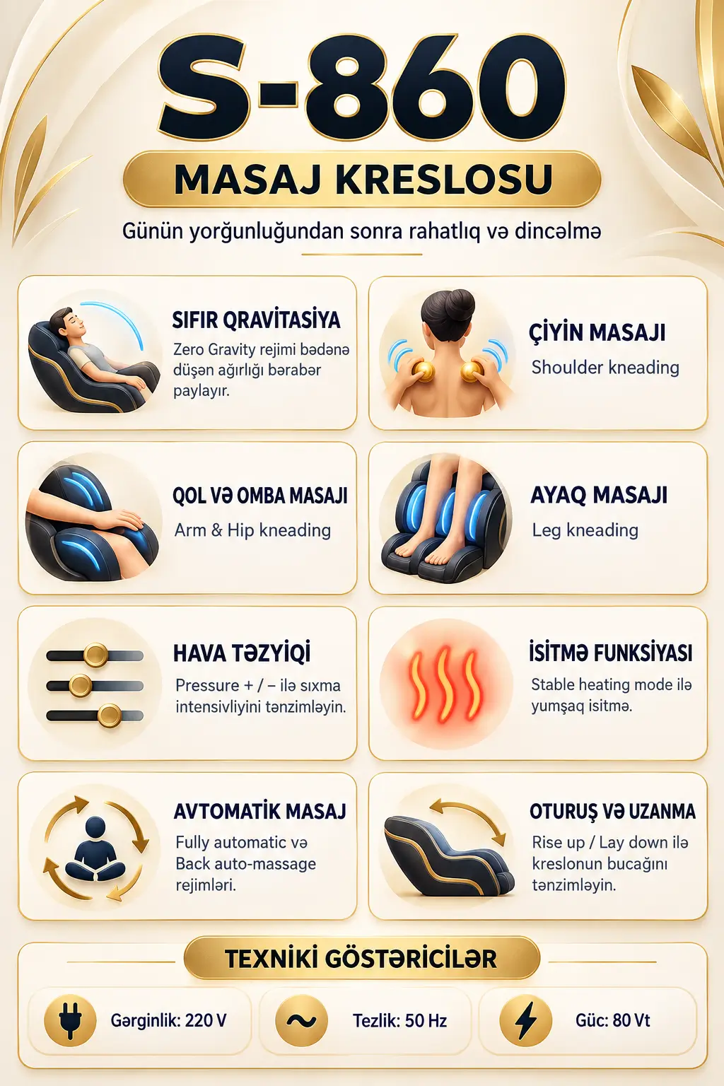 Chasal CH-860 Masaj Kreslosu Massage Chair - Image 2
