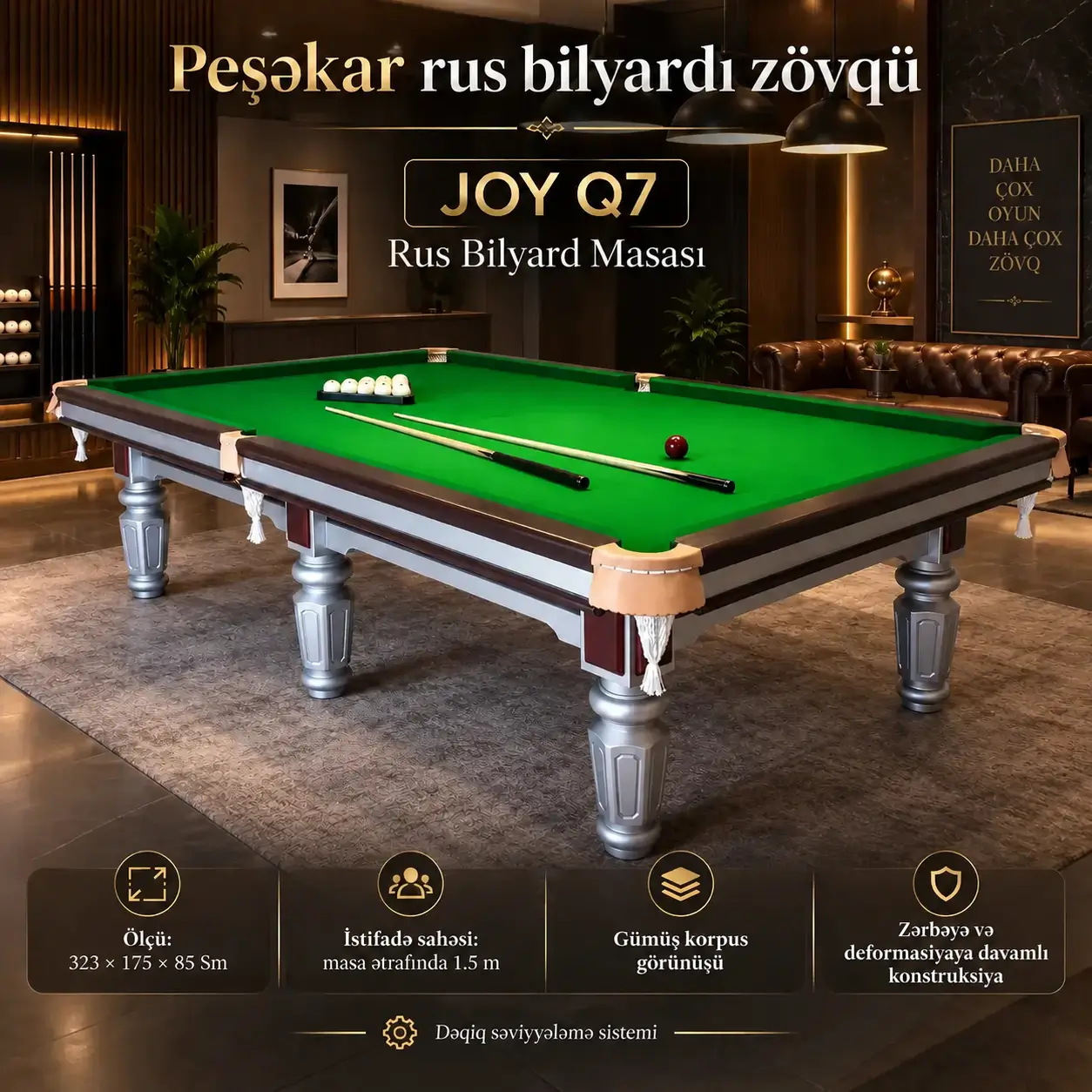 Joy Silver 9FT Pool Table Bilyard Masası (Бильярдный Стол)