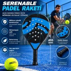 SERENABLE Padel Racket Plastic Non Slip Outdoor Sports Padel Raketi