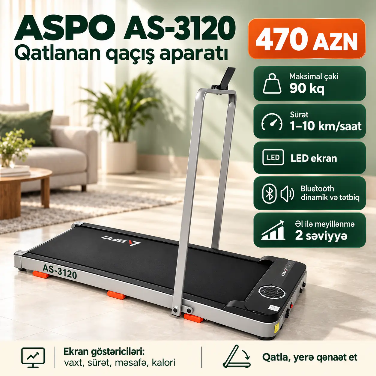 ASPO AS-3120 Walking Pad Mini Qaçış Aparatı