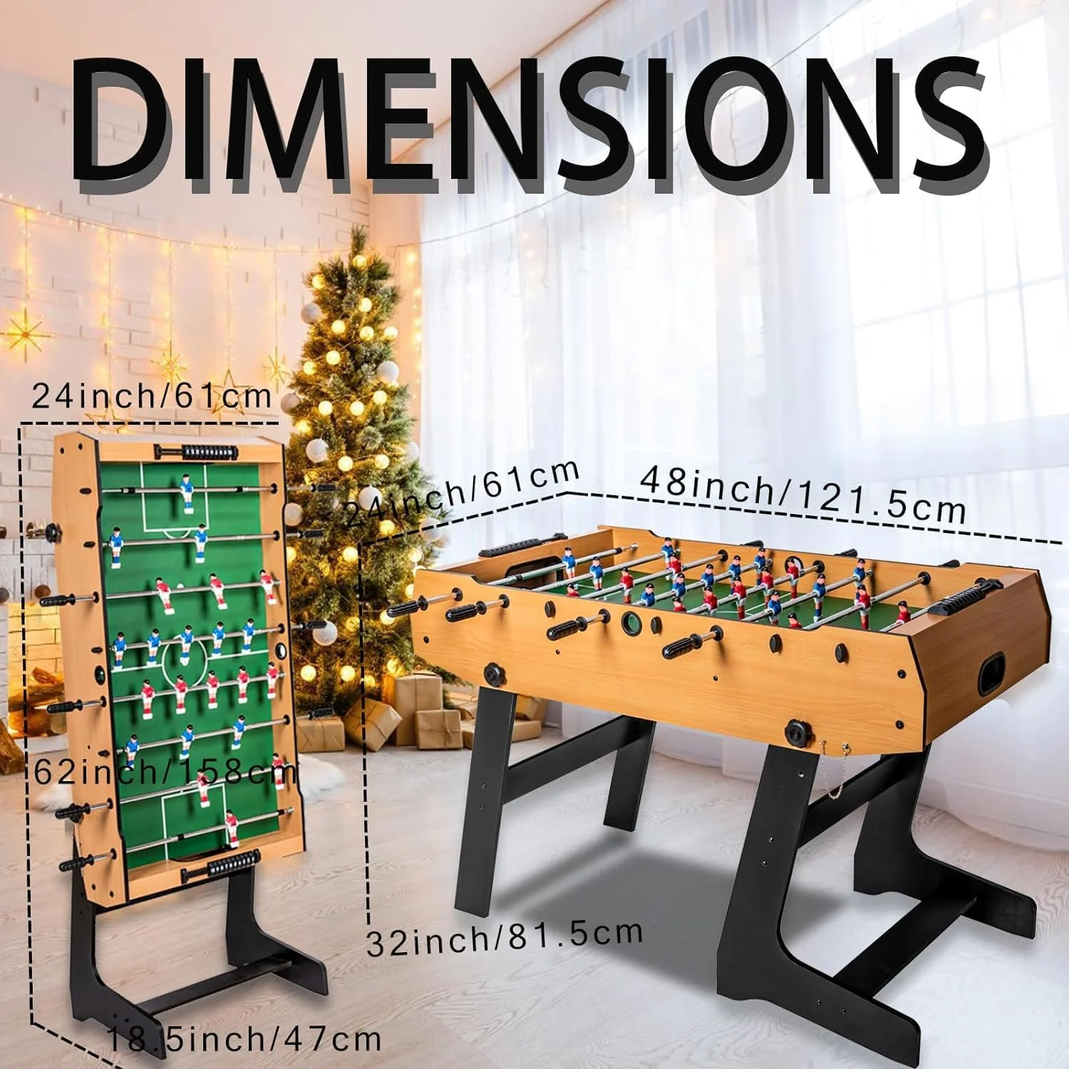 HLC 4 FT Qatlanan Stolüstü Futbol Masası Foosball – Ailəvi Əyləncə üçün - Image 5