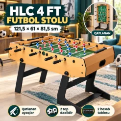 HLC 4 FT Qatlanan Stolüstü Futbol Masası Foosball – Ailəvi Əyləncə üçün
