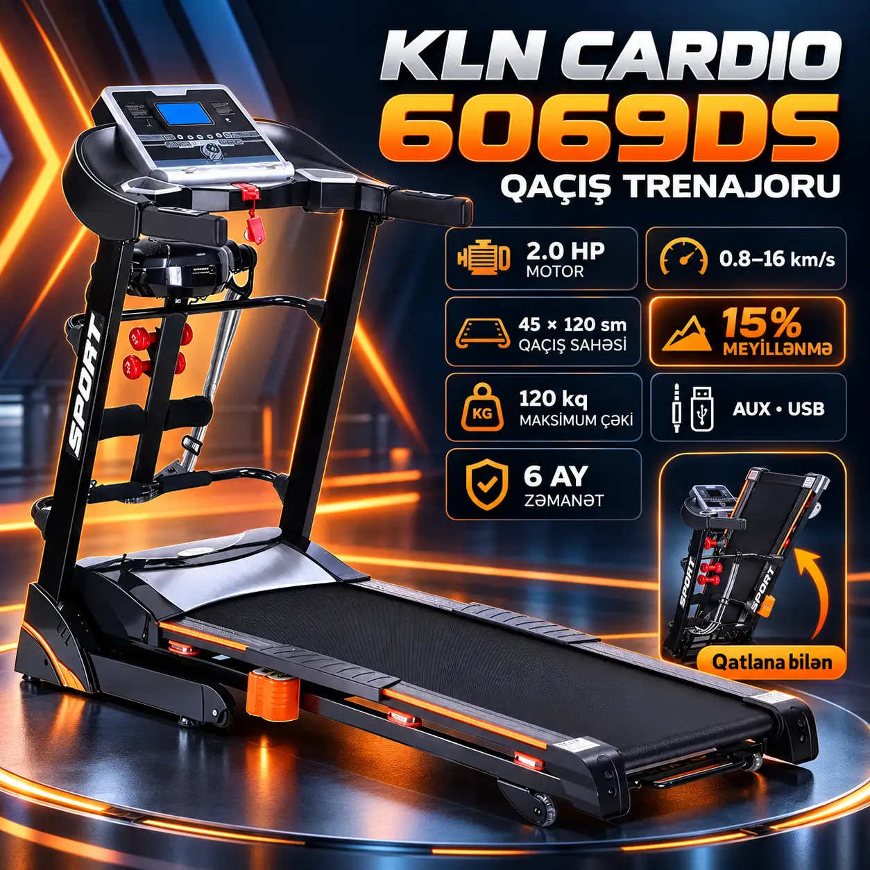 KLN Cardio 6069DS Qaçış Trenajoru Treadmill (Беговой)