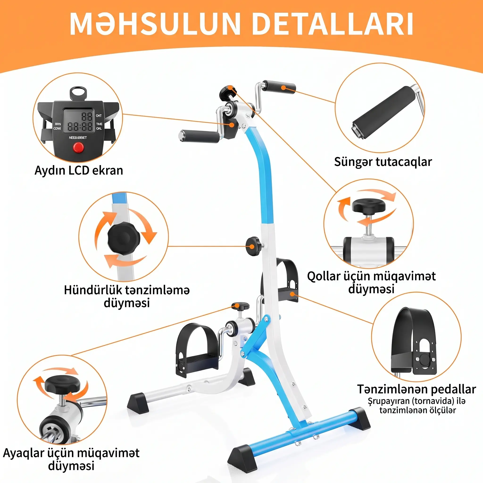 Qol və Ayaqlar üçün LCD Ekranlı Mini Velotrenajor Arm and Legs for Mini Bike - Image 2