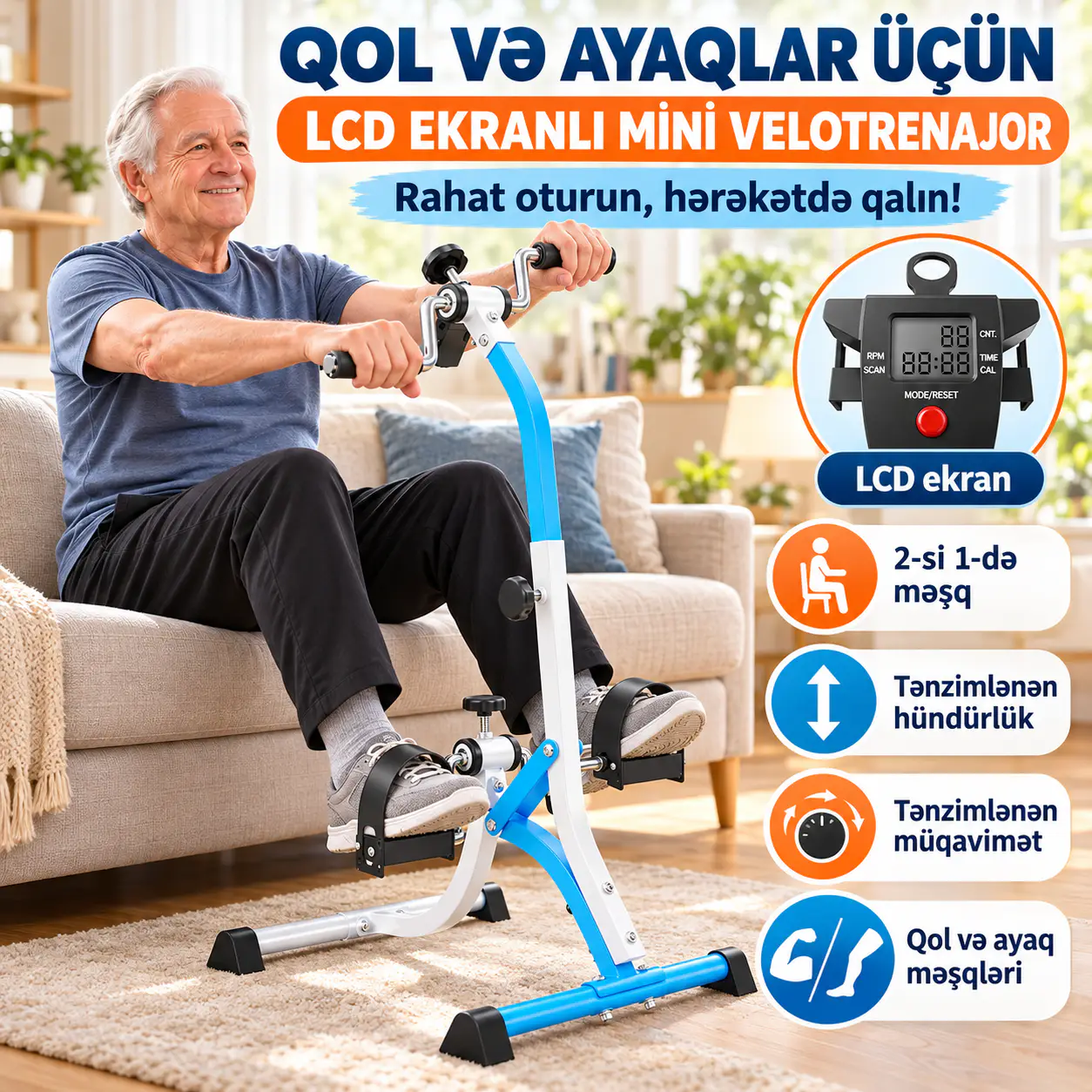 Qol və Ayaqlar üçün LCD Ekranlı Mini Velotrenajor Arm and Legs for Mini Bike